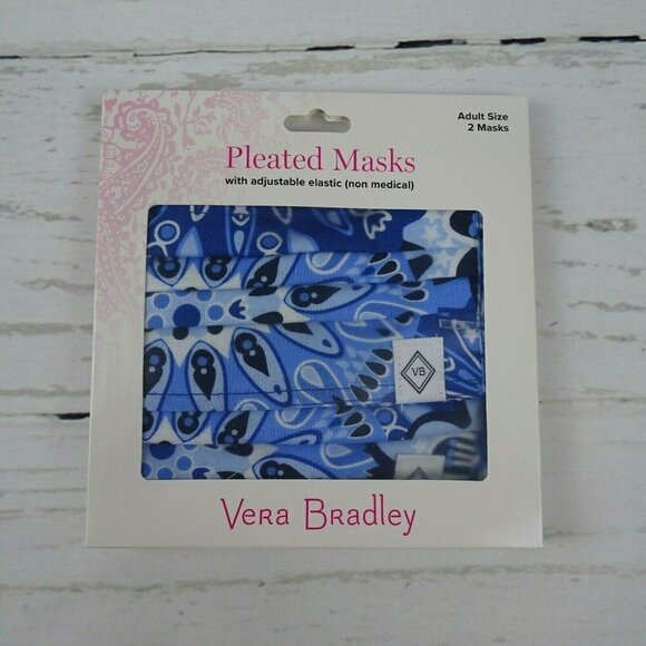 💰3/$25  Vera Bradley 2-Pack Pleated Cloth Face Masks Blue Star Medallion Adult - Picture 1 of 9